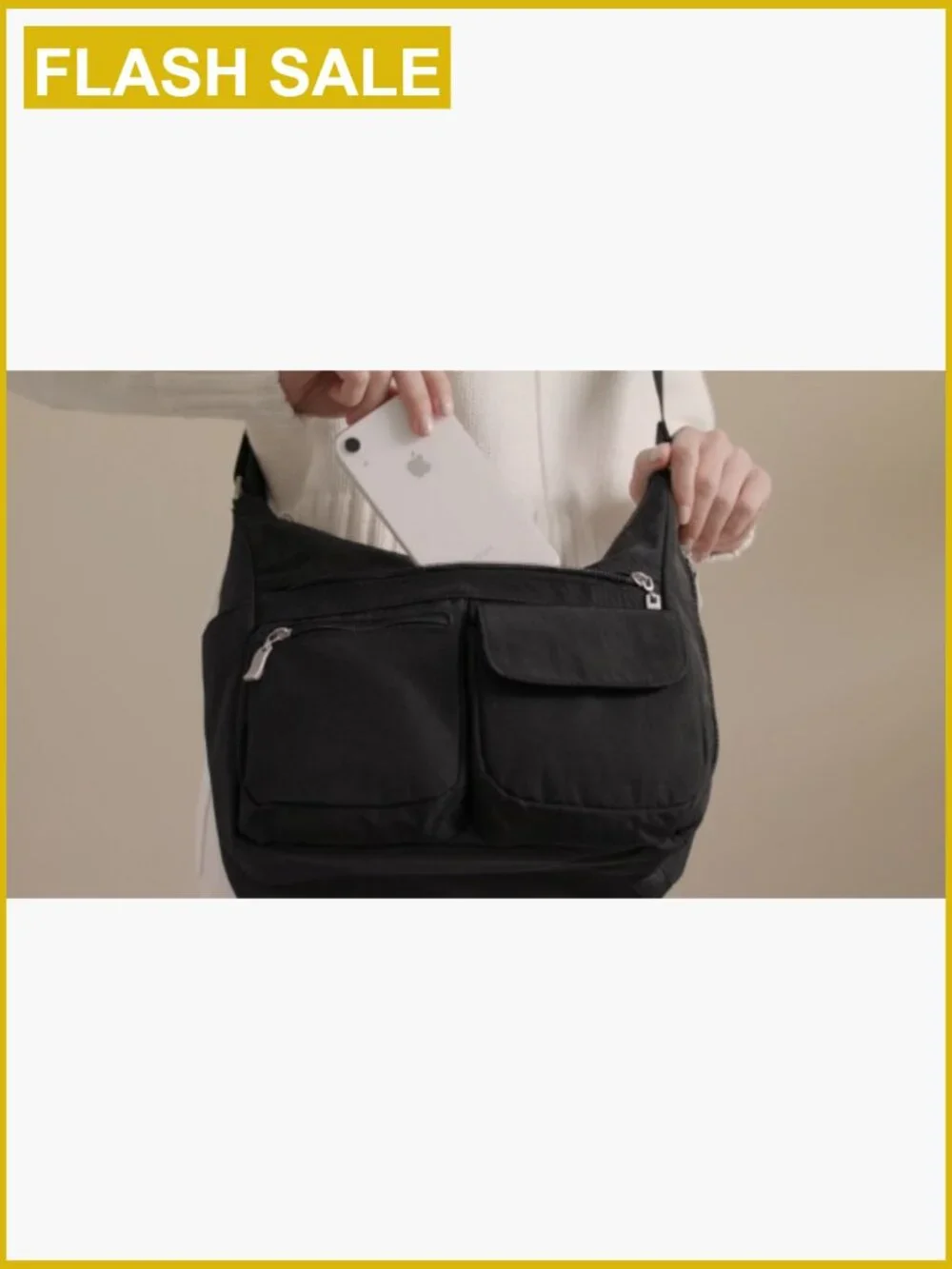 Large Hobo Crossbody Bag Lightweight Nylon RFID Wristlet Travel